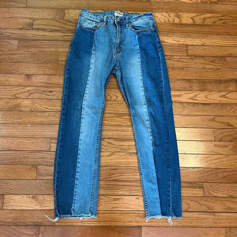Umgee Color Block / Color Stripe Denim Stretch Jeans - Size 29 / Size 8 Womens